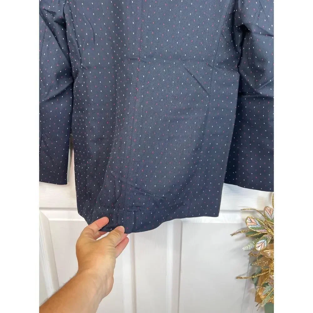 Catherine Malandrino Blue Boyfriend Blazer Sz MP Navy with Stitching
